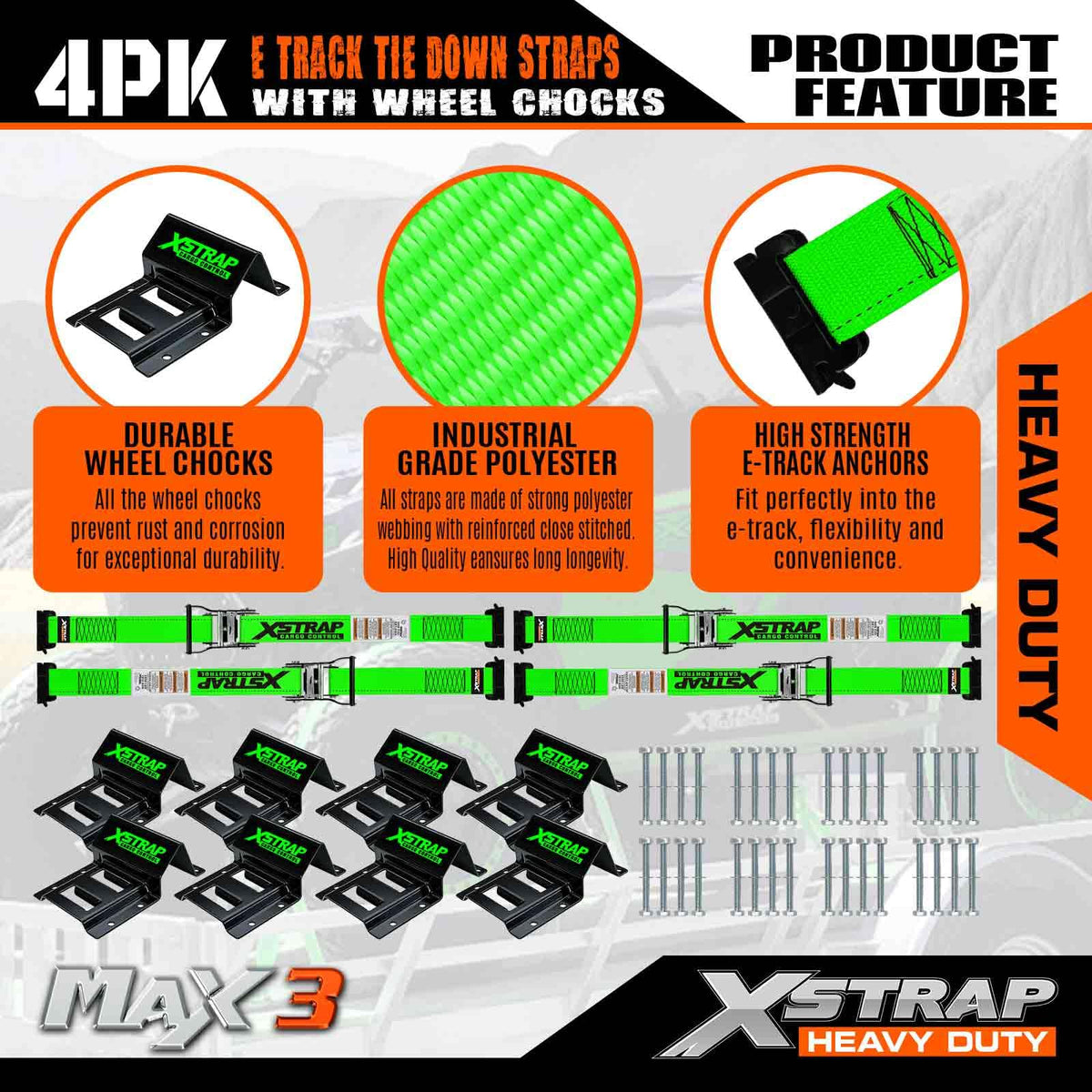 XSTRAP STANDARD E-Track fitting engaged in rail for reliable anchoring