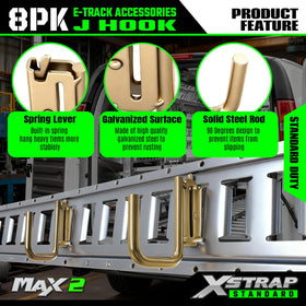 XSTRAP STANDARD hooked into E-track demonstrating quick snap-in installation benefit