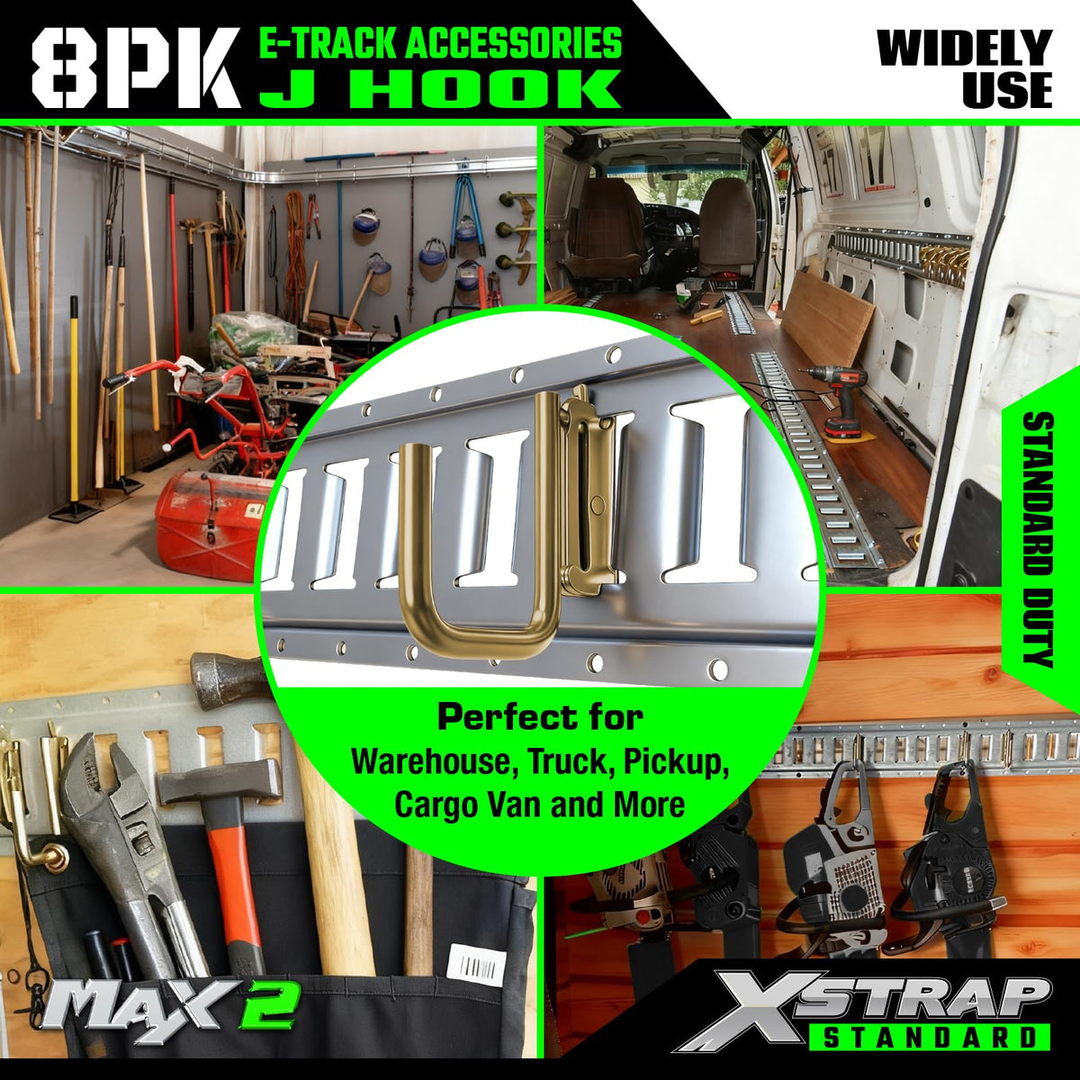 XSTRAP STANDARD side profile of J hook highlighting heavy-duty steel strength