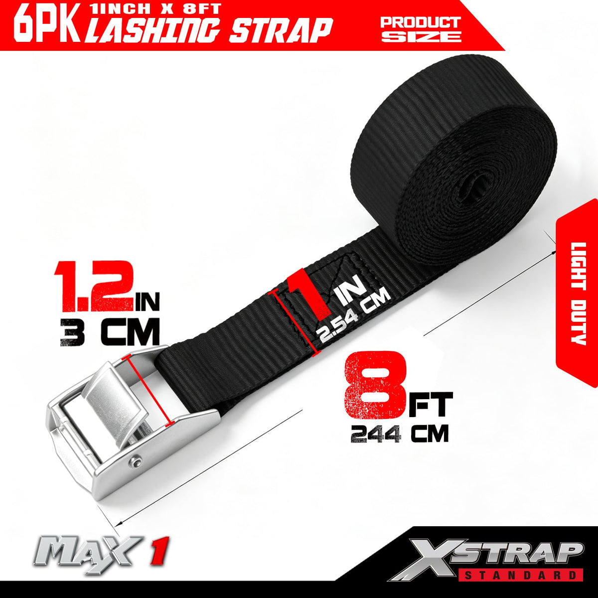 XSTRAP STANDARD strapped to a roof rack securing kayak, illustrating quick securement benefit