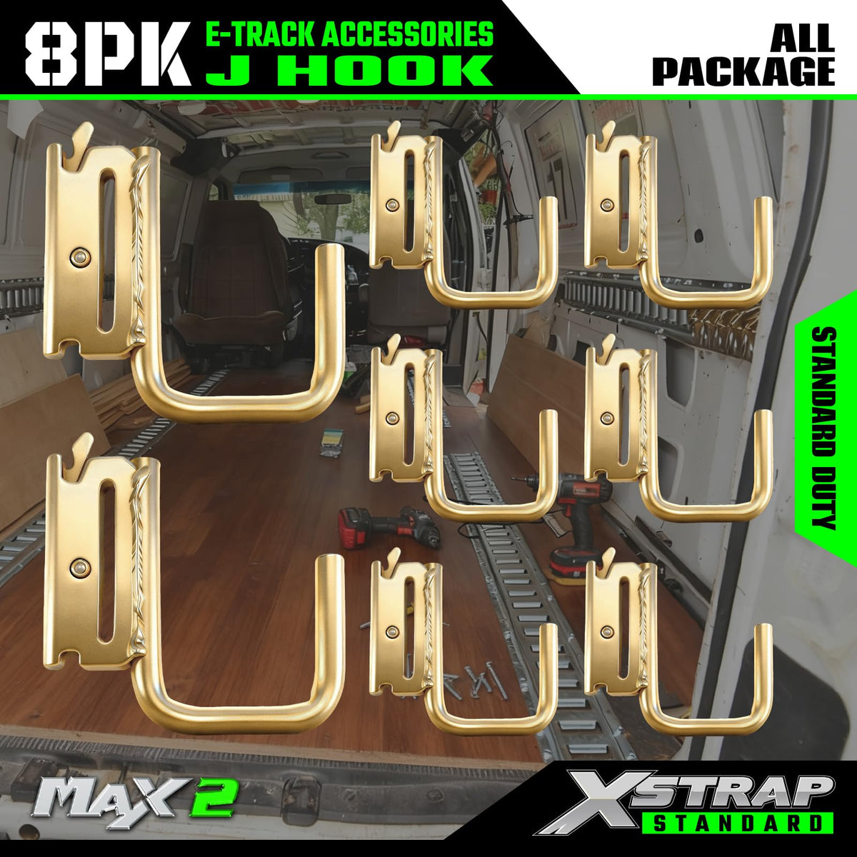 XSTRAP STANDARD J hook next to ruler for scale showing compact dimensions benefit