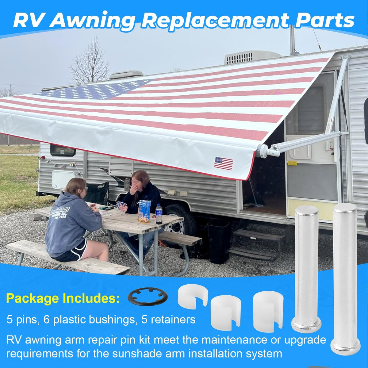 XT installed on awning arm demonstrating restored stability and reduced wobble