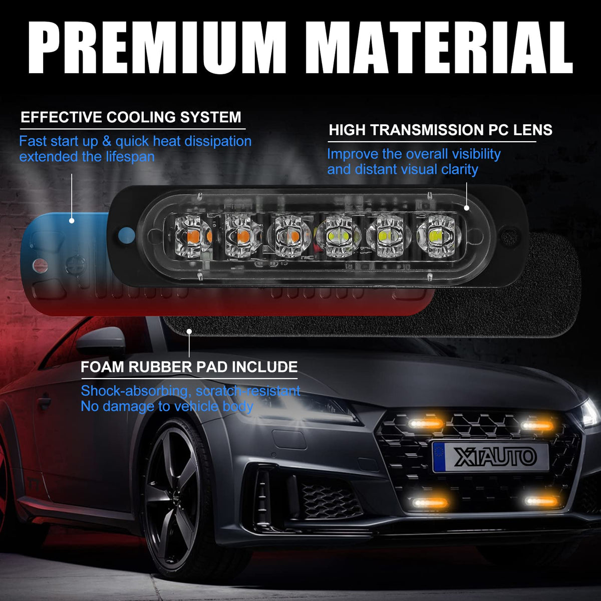 XTAUTO close-up of LED chips revealing intense illumination and clarity