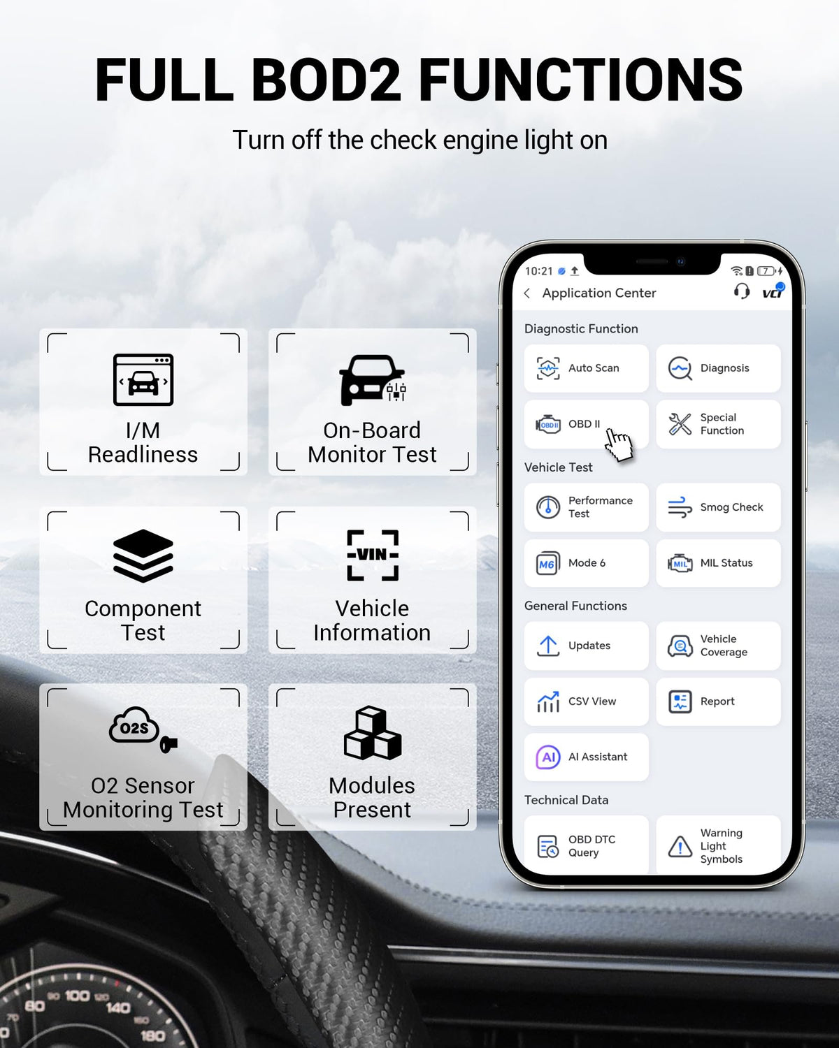 XTOOL A30M displaying live-data on smartphone for real-time troubleshooting