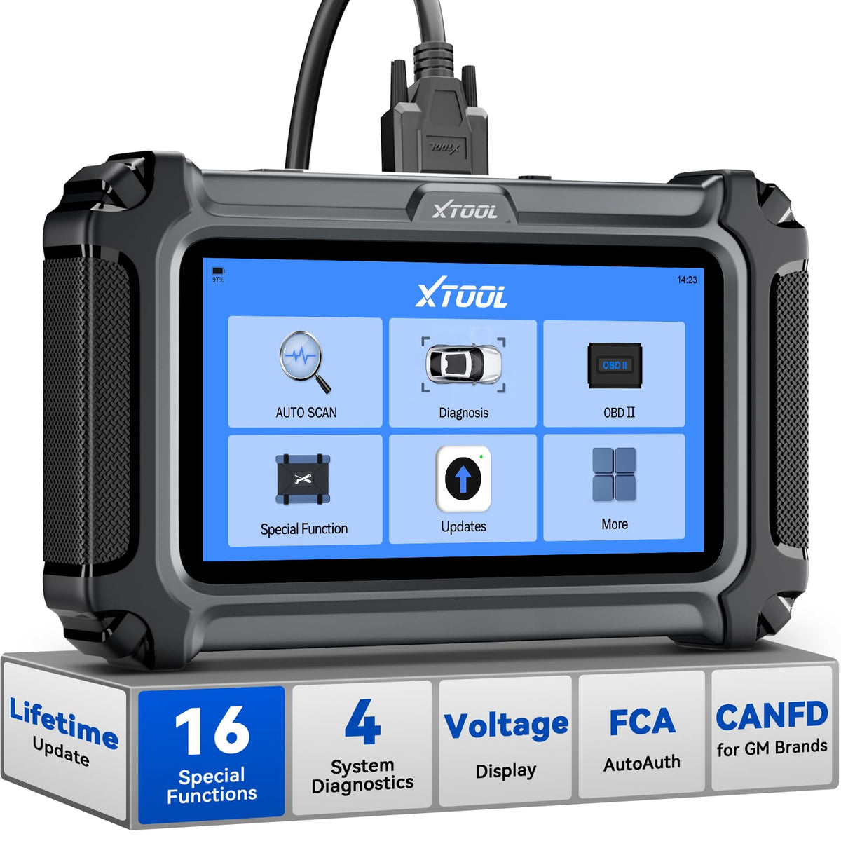 XTOOL D5S front display showing diagnostics and readability benefit