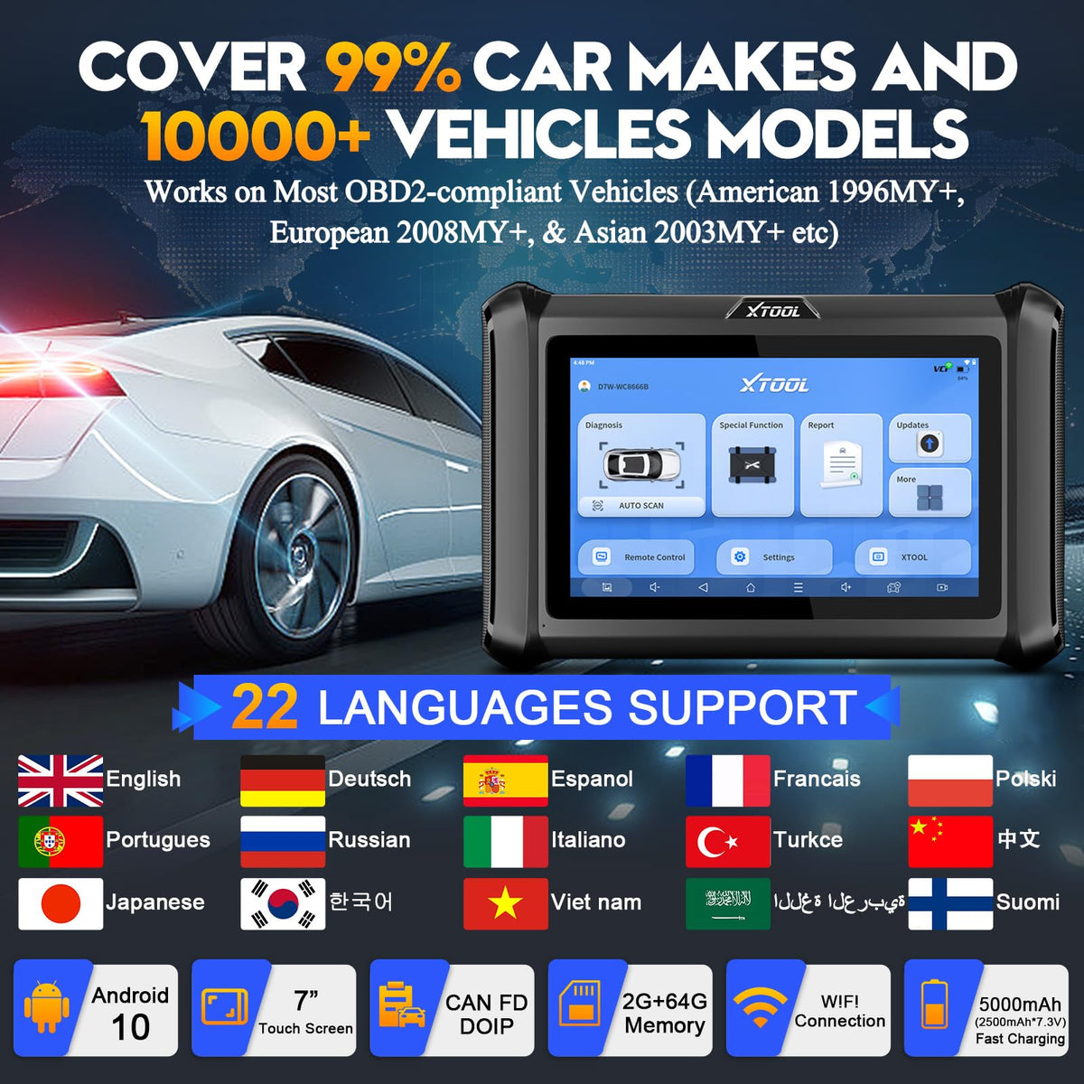 XTOOL D7W diagnostic report printout showcasing customizable reports for clients