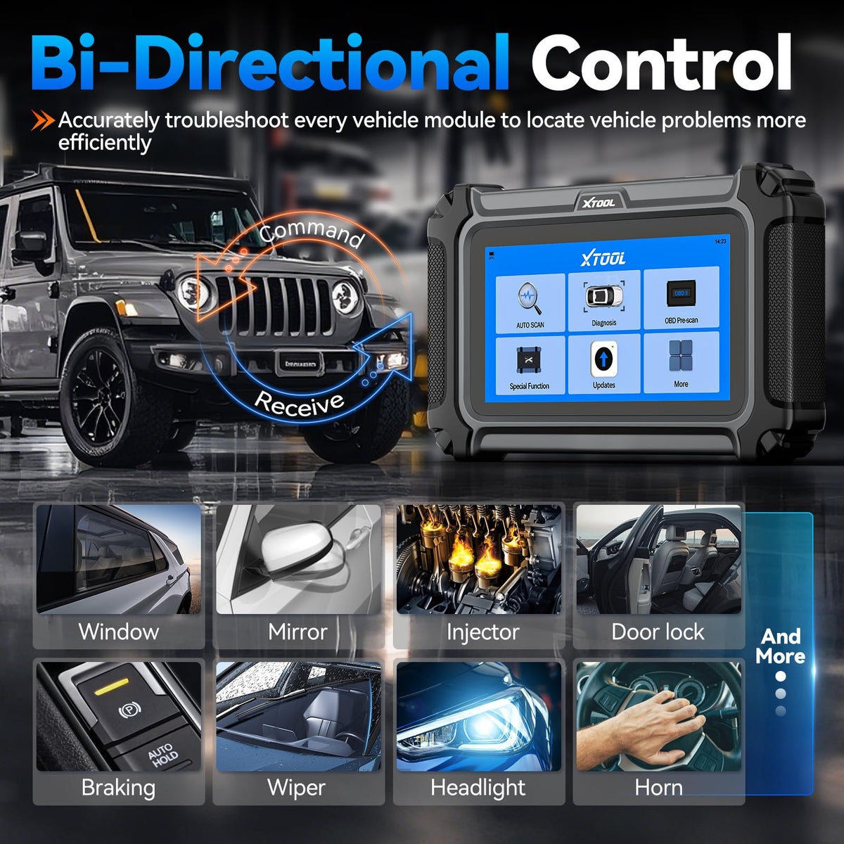 XTOOL IP500 plugged into Toyota OBD2 port demonstrating immediate fault checking