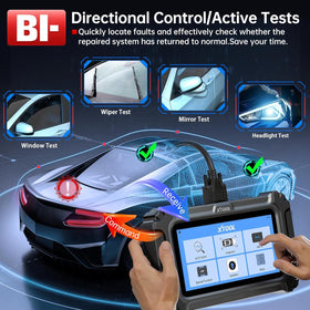 Technician using XTOOL IP500 in vehicle, brand enabling faster troubleshooting