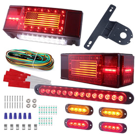 XtraGlow American-flag rectangular tail light front view showing bright signal