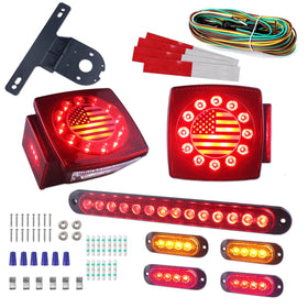 XtraGlow square American flag tail light front view showing bold visibility