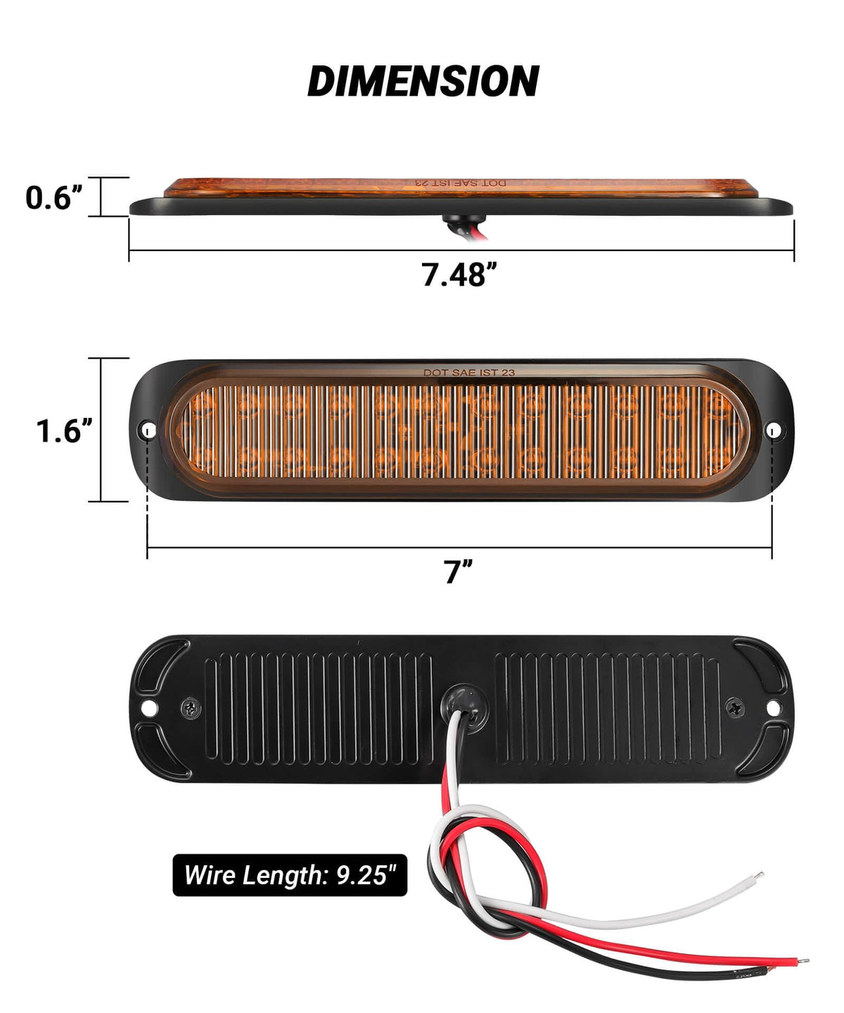 XtraGlow light beside ruler indicating 7.5 inch scale for correct fitment