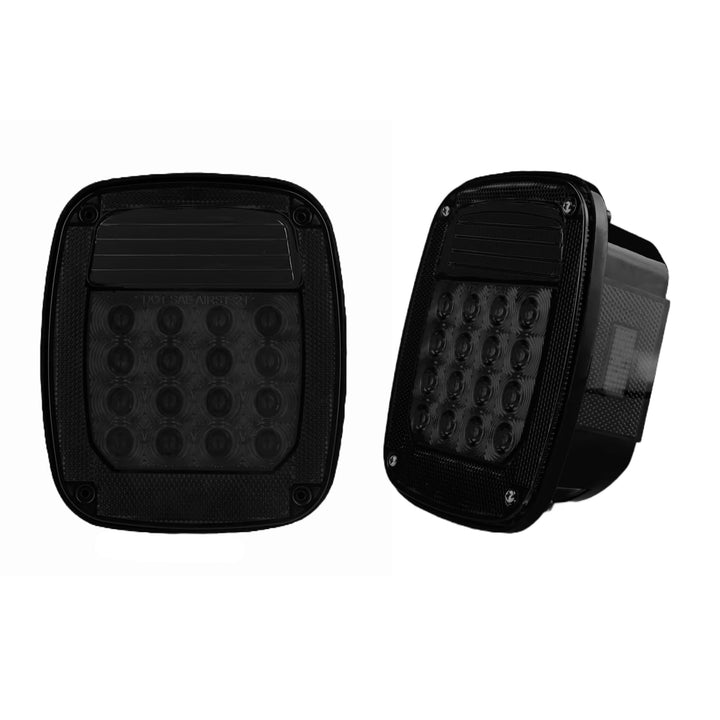 XtraGlow front view smoked square tail light showing sleek design and improved visibility