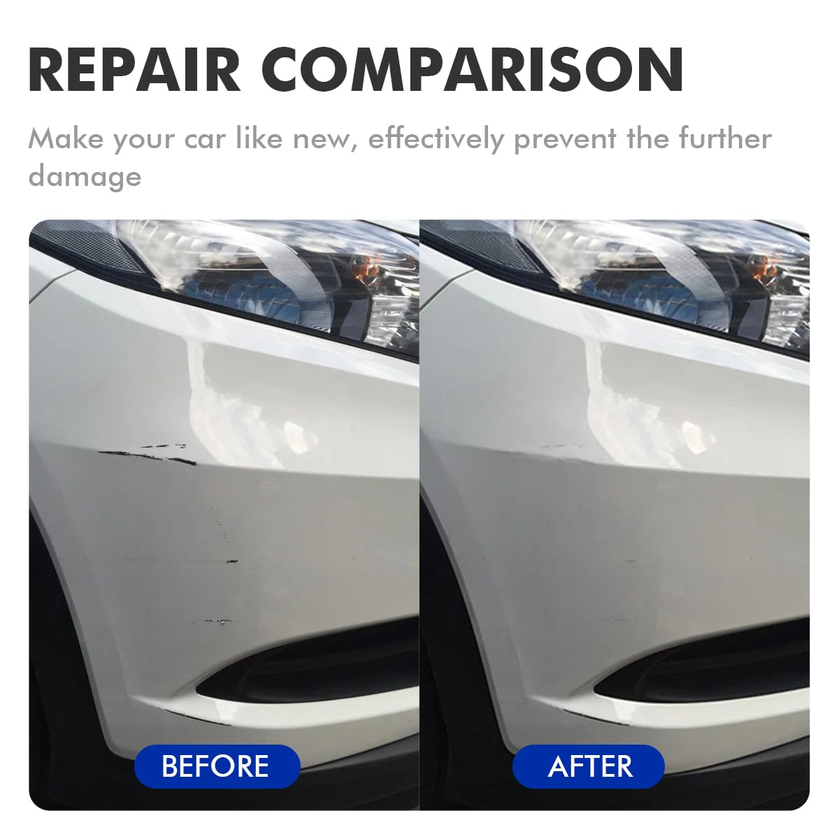 XTryfun before and after chip repair illustrating restored finish