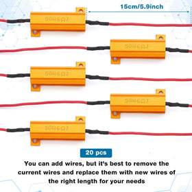 Xuhal resistors beside LED bulb to demonstrate parallel wiring and compatibility