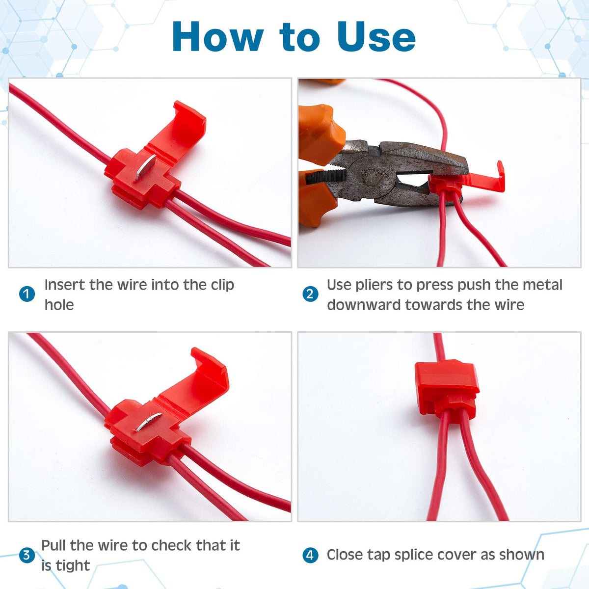 Xuhal T-tap and terminal detail, easy connector for quick installation