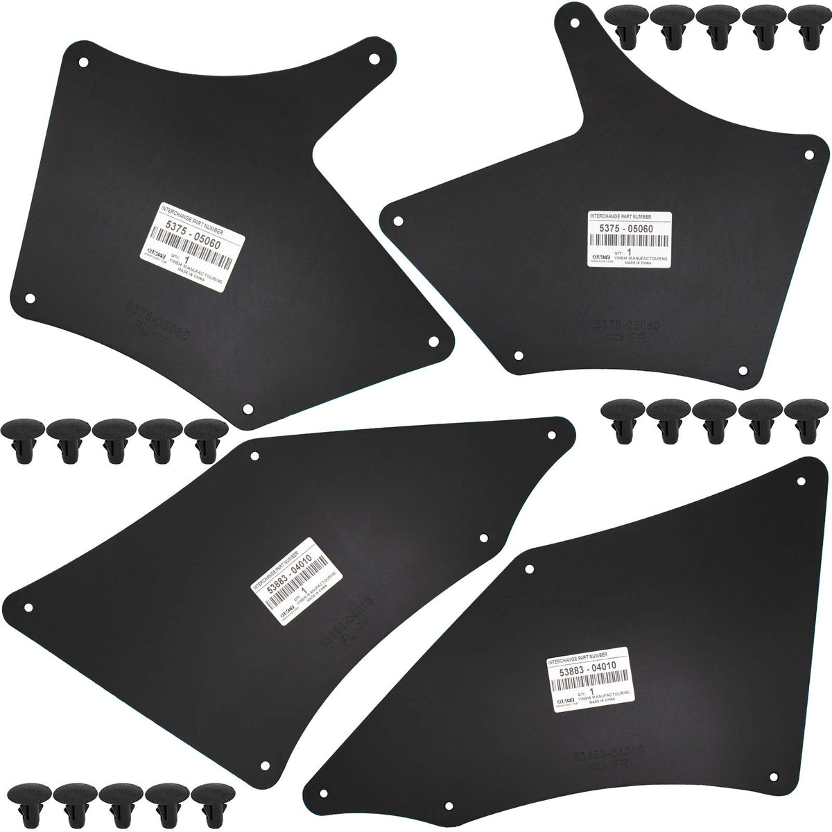 XUKEY front liner packaging showing kit contents and benefit of complete replacement