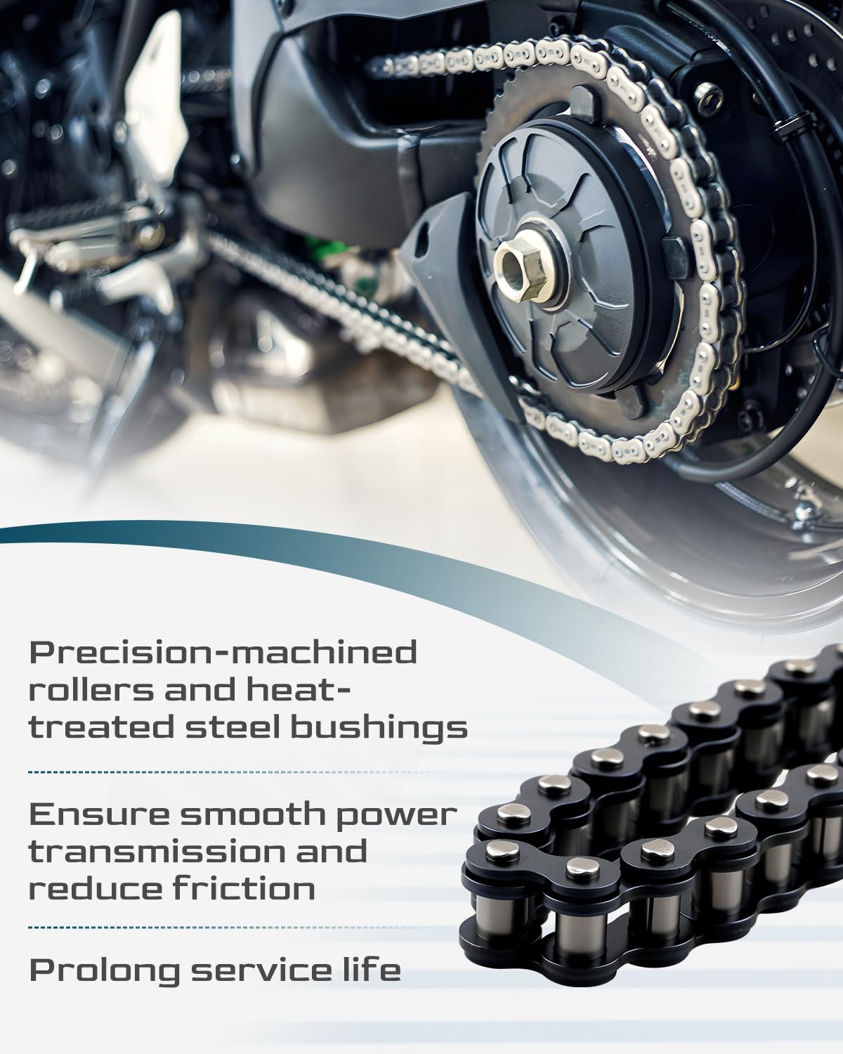 Xumdovipu chain next to ruler scale to show accurate link count and fitment clarity