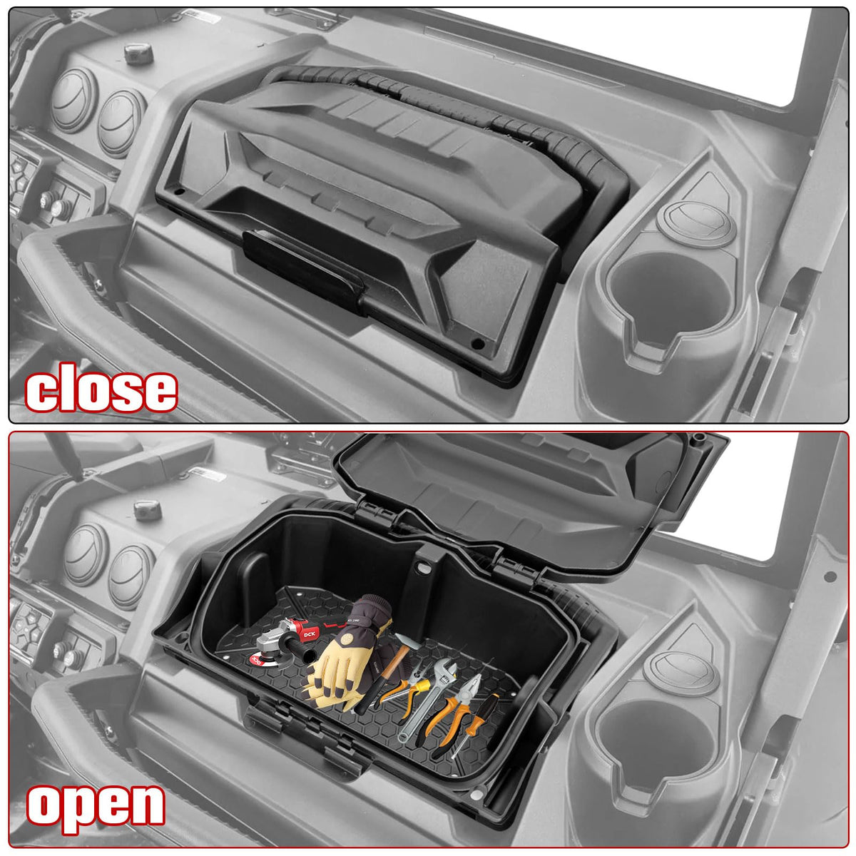 XUTVOTOR close-up of lid and clip showing waterproof seal and easy access