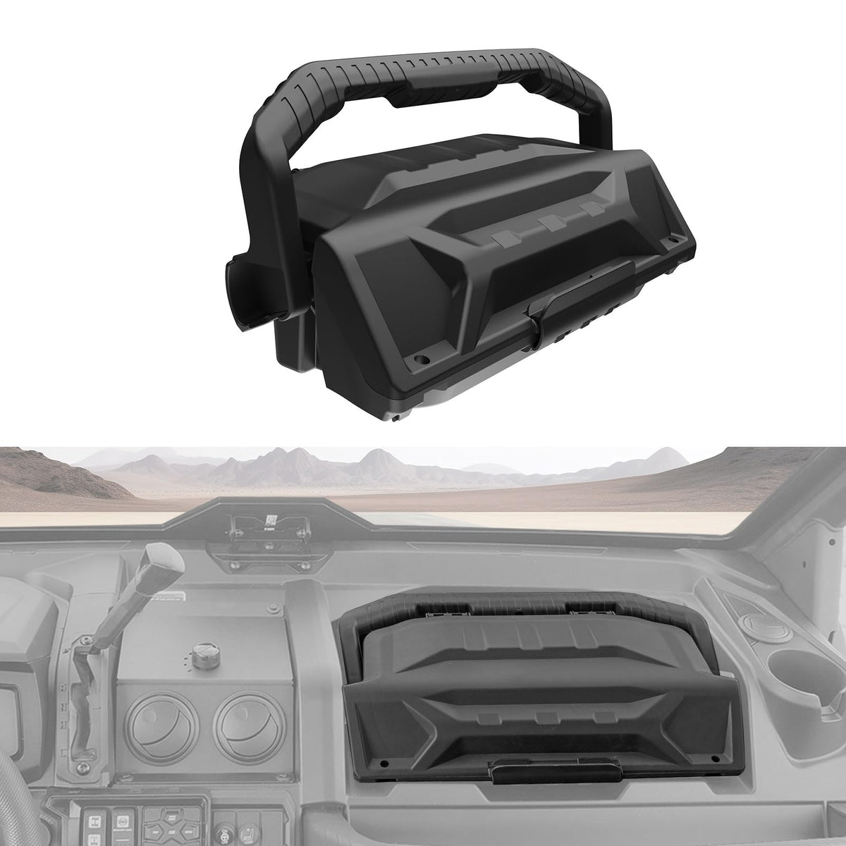 XUTVOTOR storage box next to a water bottle showing size and capacity at-a-glance