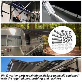 XYgdhqpt technician installing kit on RV awning arm to restore hinge movement