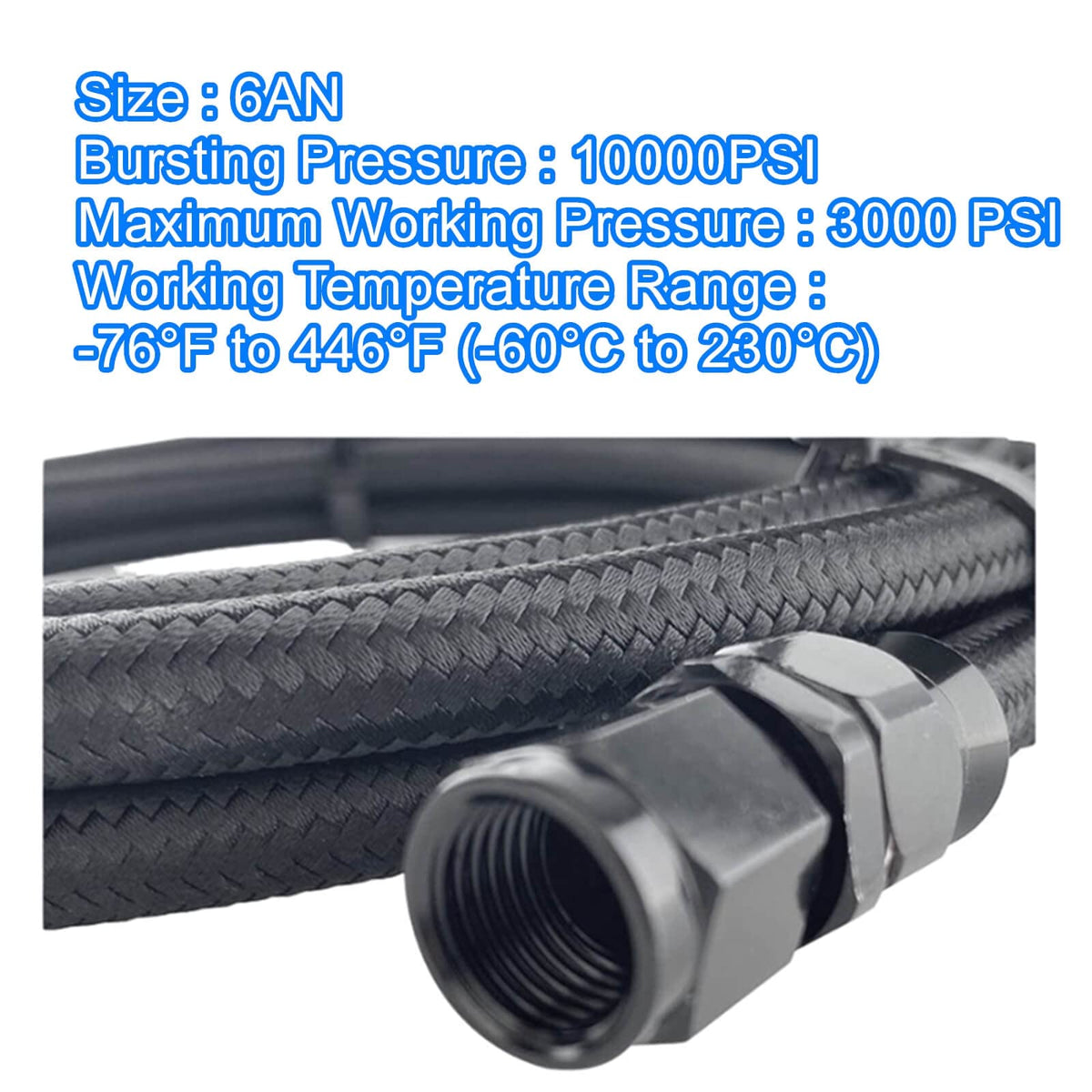 XYWZV hose beside a tape measure showing full seven-foot length for flexible routing