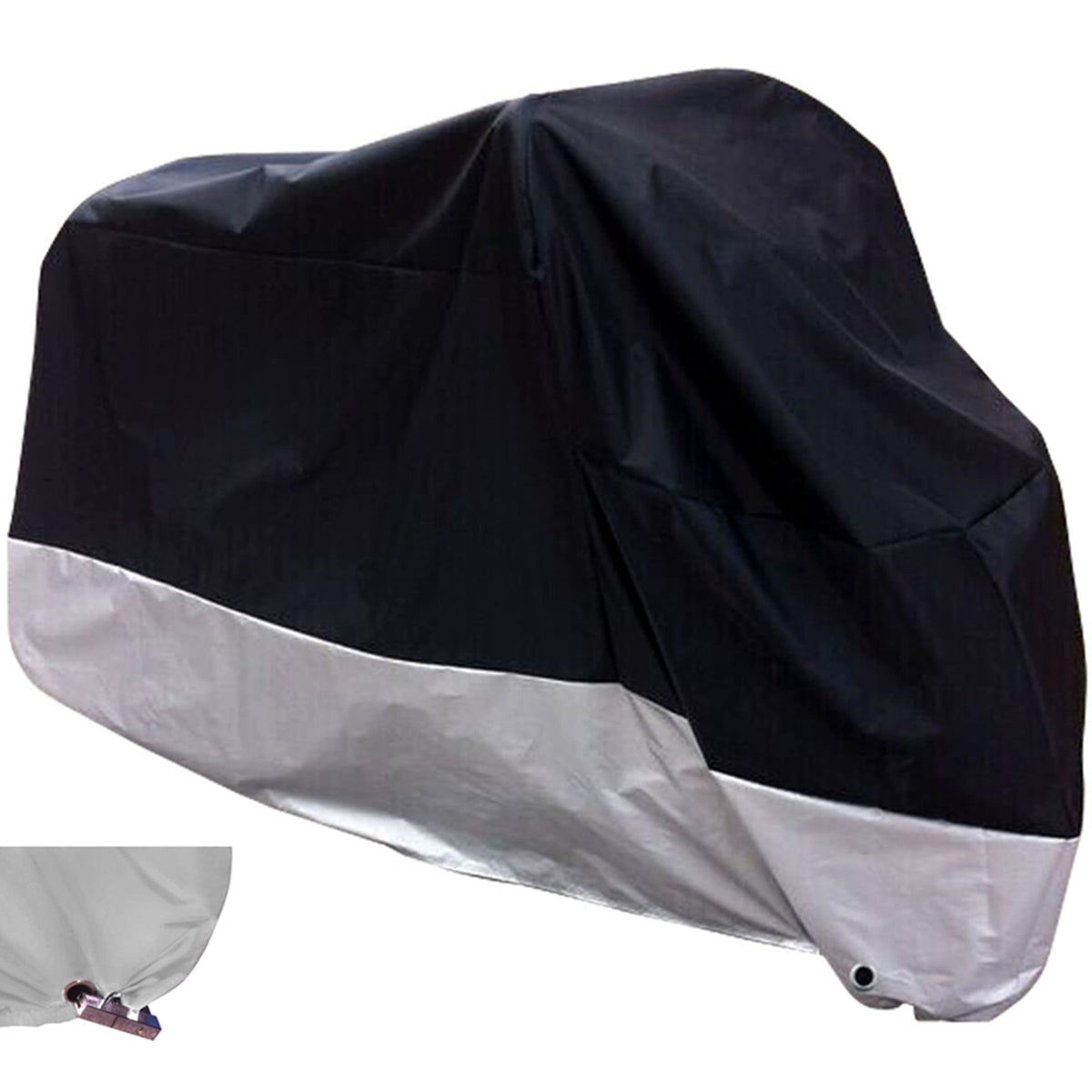 XYZCTEM front view showing full cover protecting motorcycle with clear fit