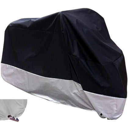 XYZCTEM front view showing full cover protecting motorcycle with clear fit
