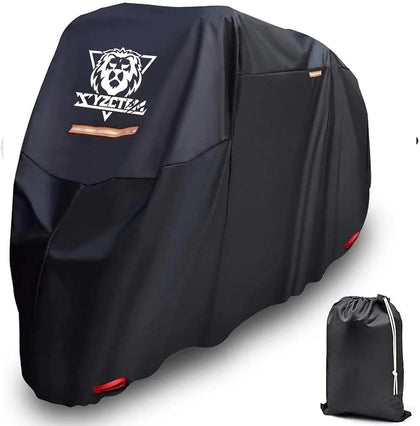 XYZCTEM front view showing full bike coverage and weather protection