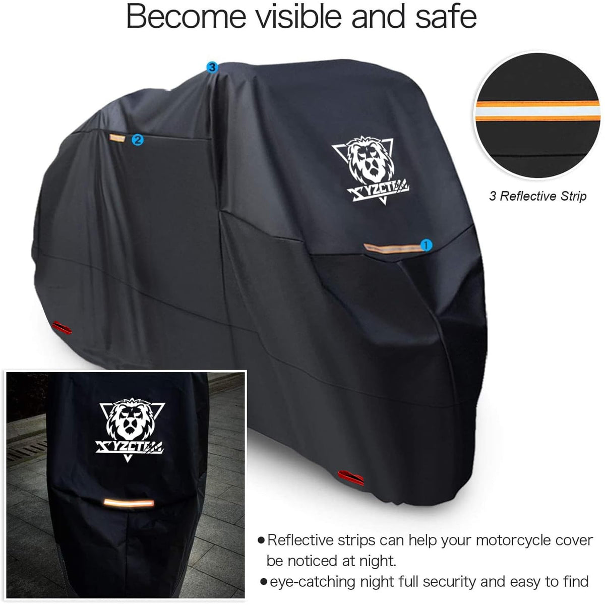XYZCTEM side profile covering a motorcycle with saddlebags for fit clarity