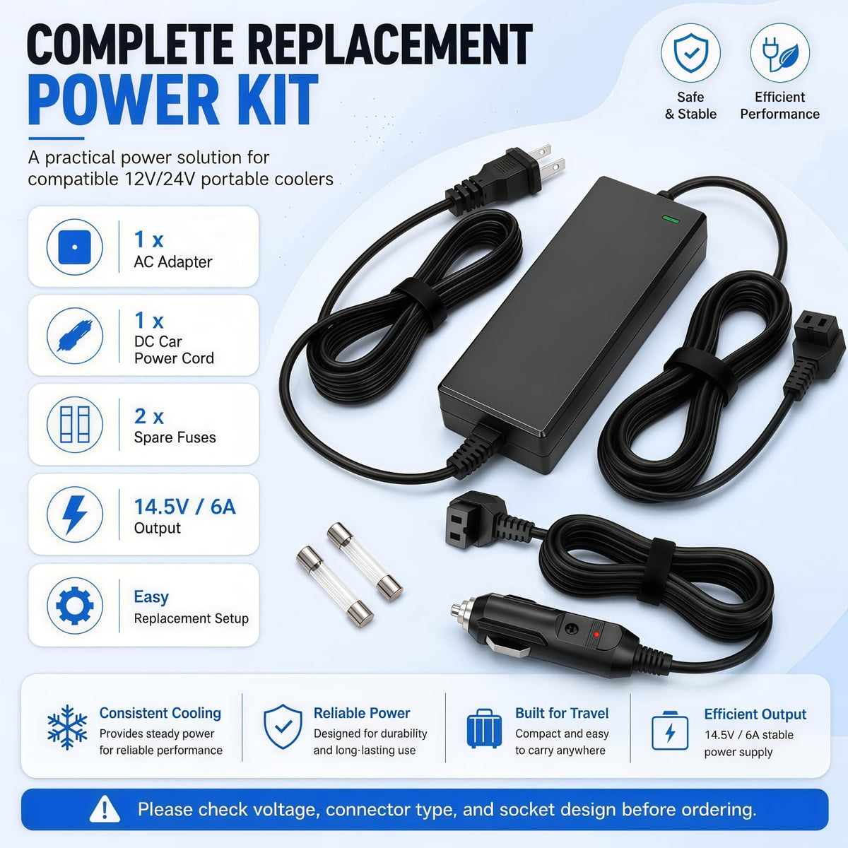 XYZSRP cable plugged into car socket powering a portable fridge, convenient travel use