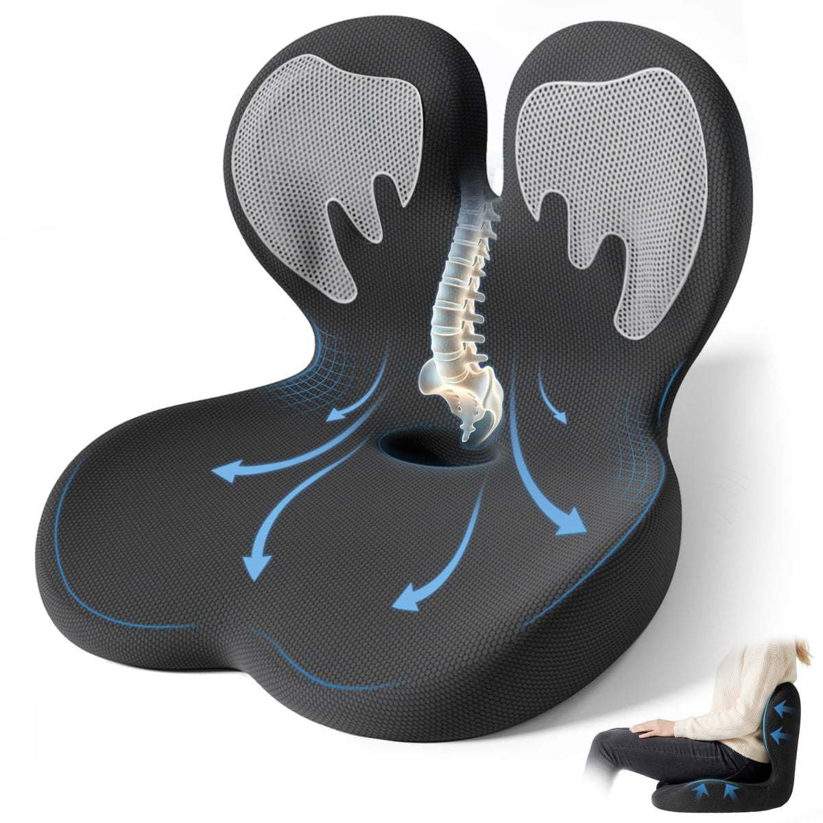 XZdream front view of cushion showing full ergonomic shape and comfort