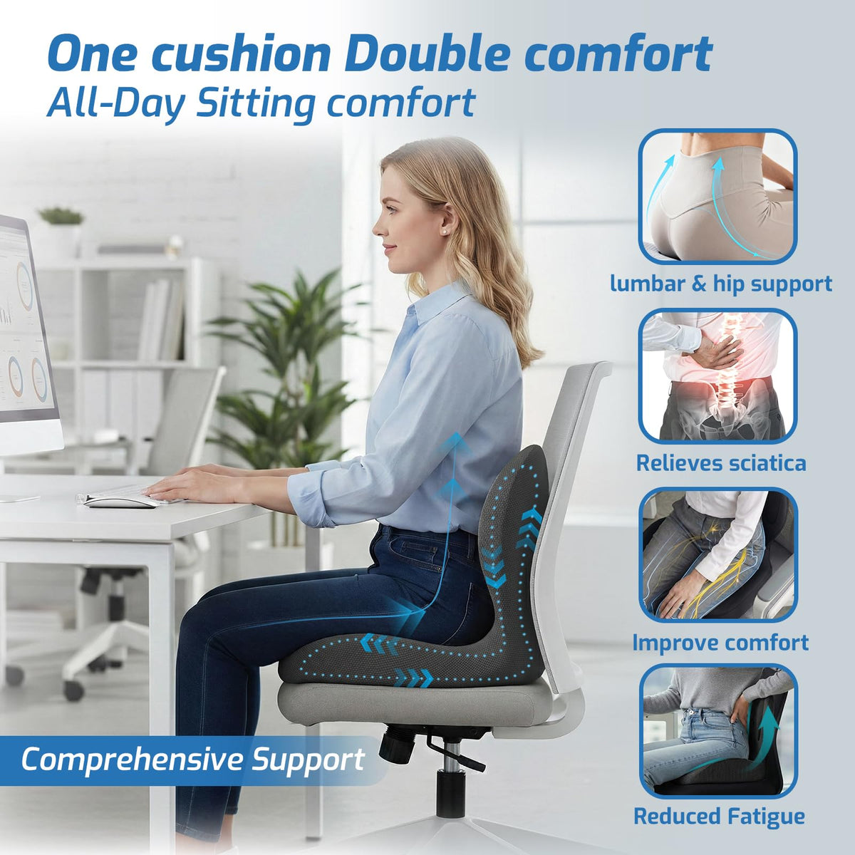 XZdream close-up of embossed wing lumbar detail supporting lower back