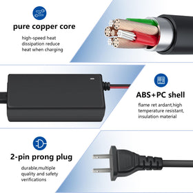 XZGm charger held in hand for size scale, compact design eases storage and travel