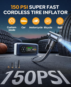 YaberAuto air compressor hose and 3.3-inch screen showing precise inflation benefit