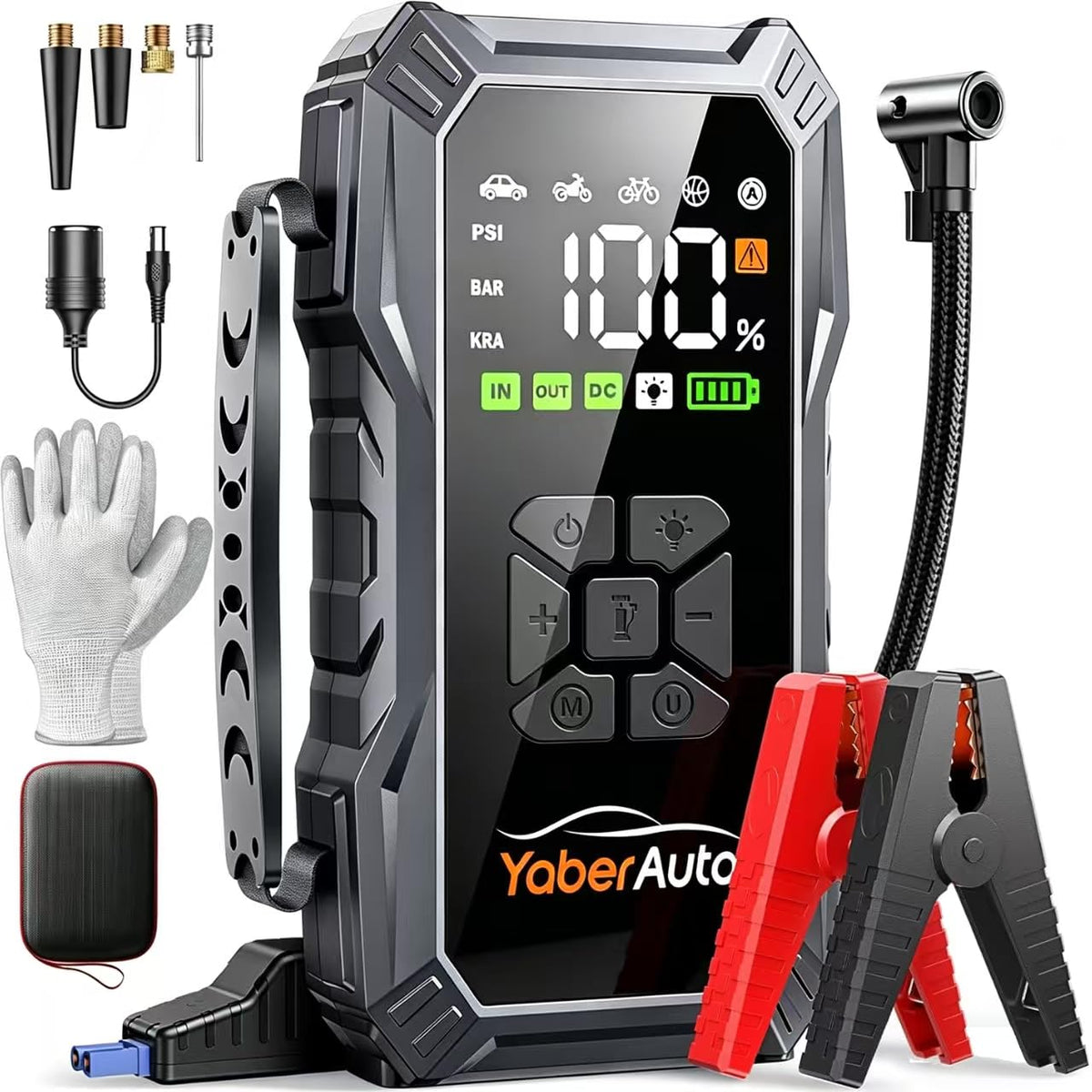 YaberAuto AP01 front view showing controls and handle for quick access