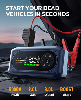 YaberAuto heavy-duty jumper cables connected demonstrating safe starting benefit