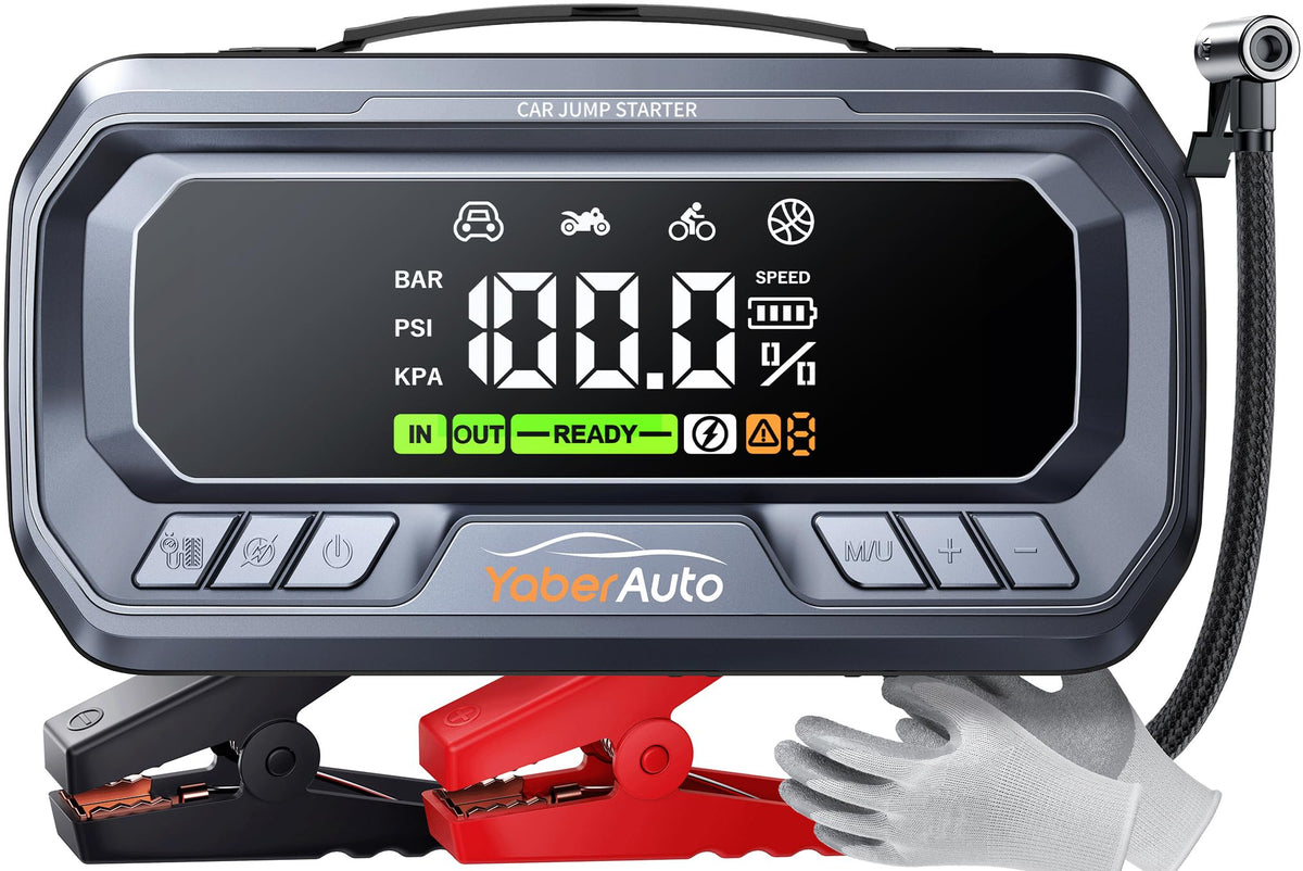 YaberAuto YA90 front panel showing controls and retractable handle for easy transport