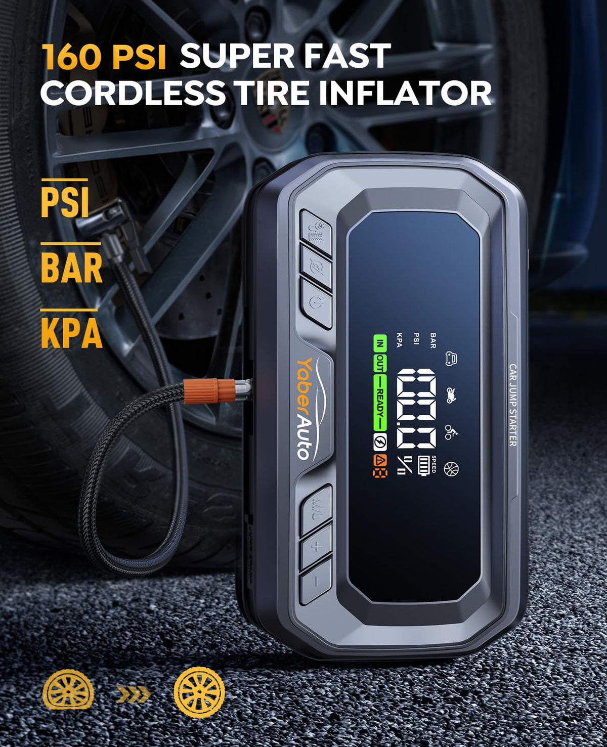YaberAuto YA90 heavy-duty jumper cables and clamps providing spark-proof battery boosts