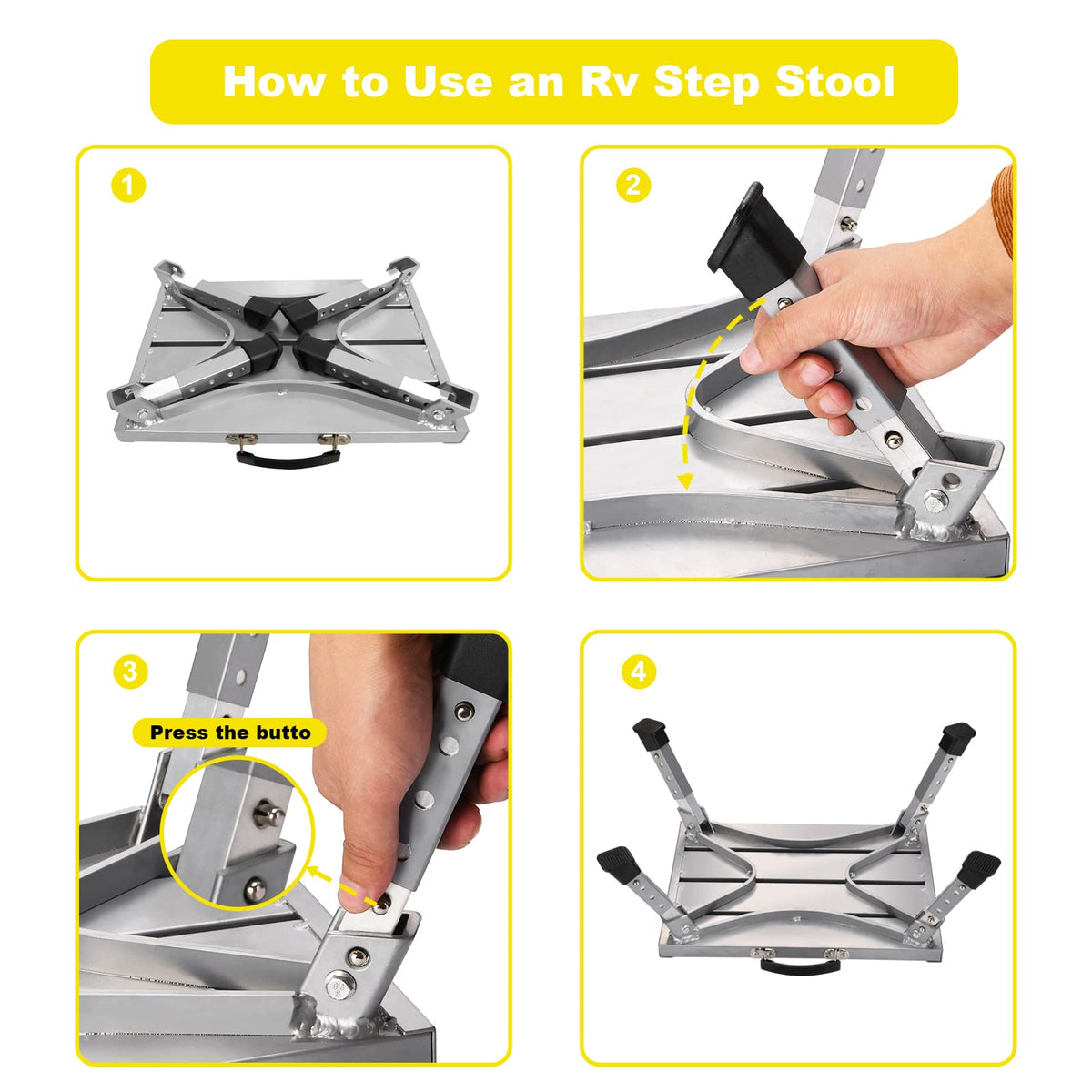 Yagud leg adjustment close-up showing four height settings for versatile use