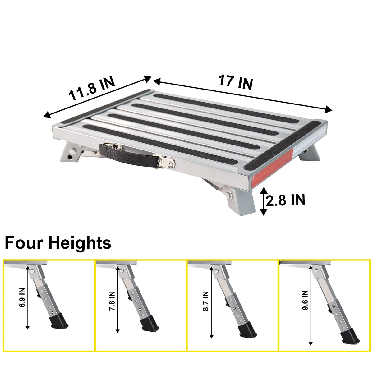 Yagud rubber foot and reflective strip detail offering improved grip and night visibility