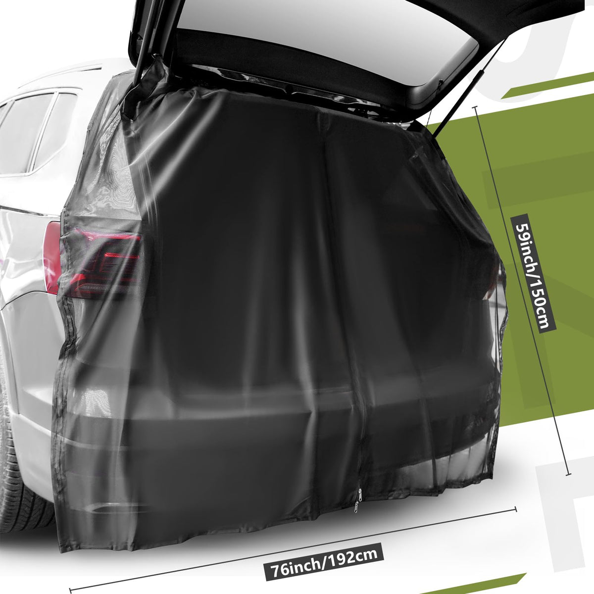 Yahenda tailgate net installed on SUV demonstrating outdoor living comfort