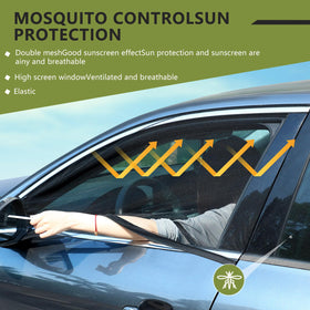 Yahenda side window screen on an open car window providing shaded airflow