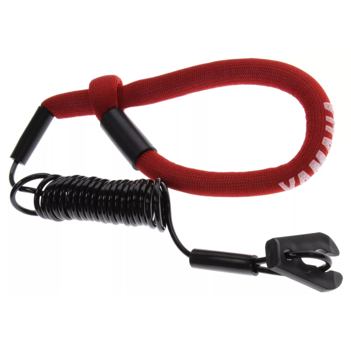 Yamaha red floating wrist lanyard front view shows OEM fit and visibility
