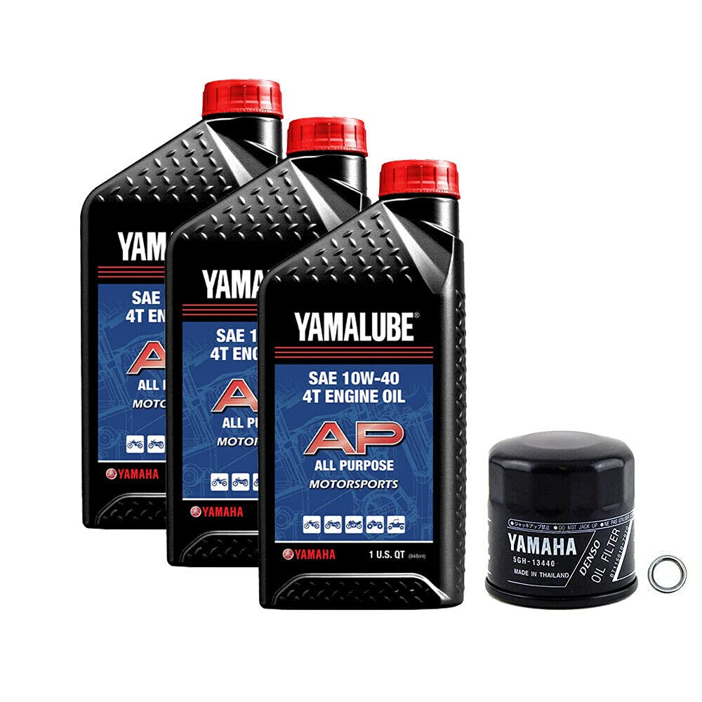 YAMAHA oil change kit front view showing filter and 3 quarts oil for fast maintenance