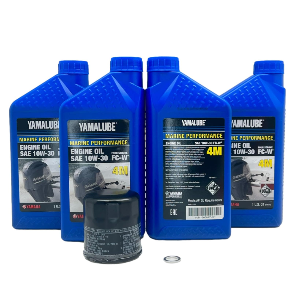YAMAHA oil pour close-up illustrating 10W-30 viscosity and smooth engine protection benefit