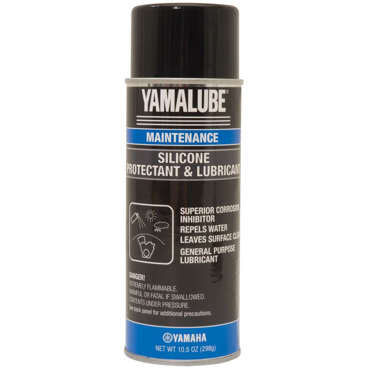 Yamaha silicone spray front can showing label and convenient spray applicator benefit