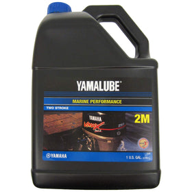 Yamaha Yamalube front view gallon bottle showing label and benefits