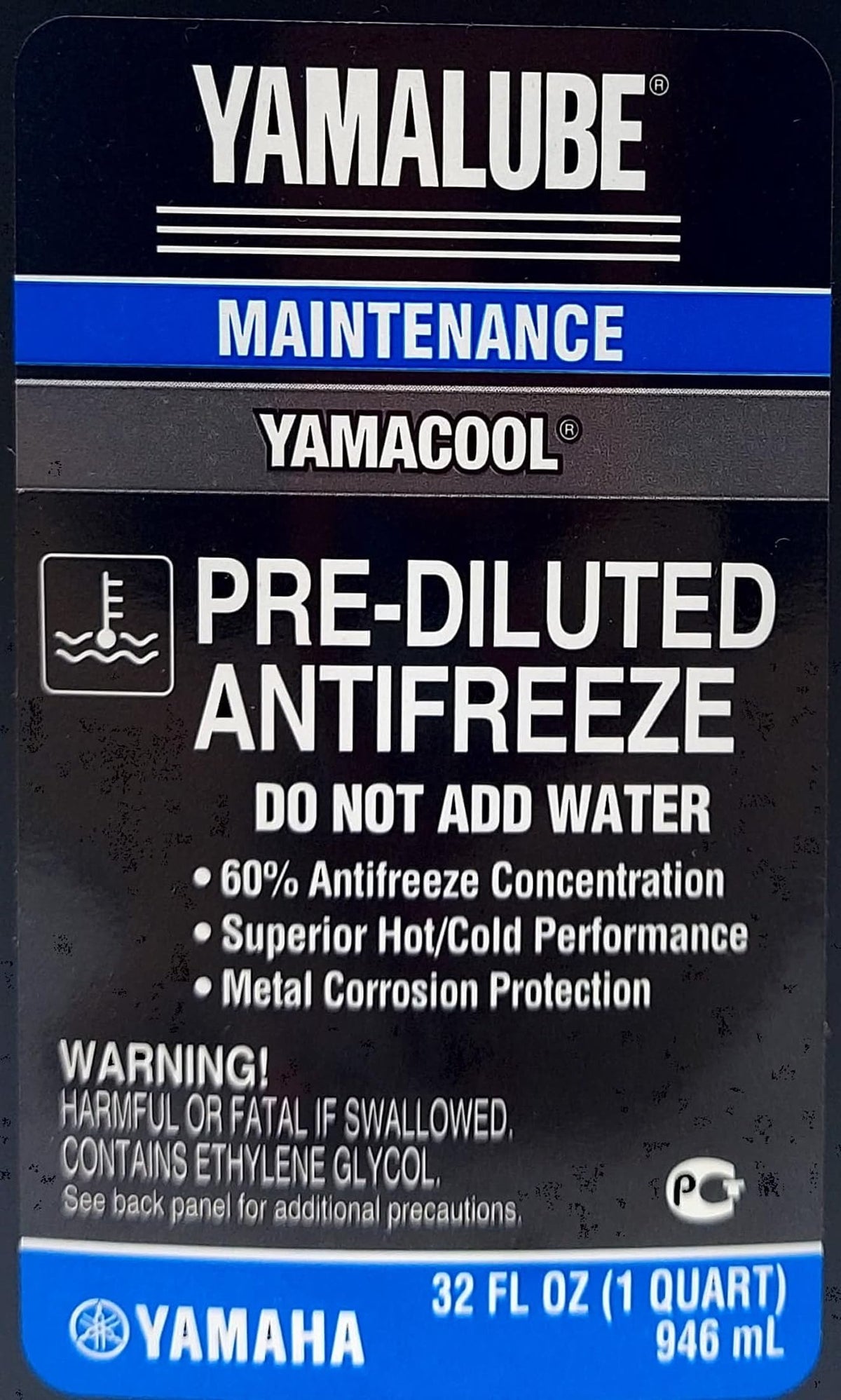 YAMAHA Yamalube back label with specifications and OEM part details