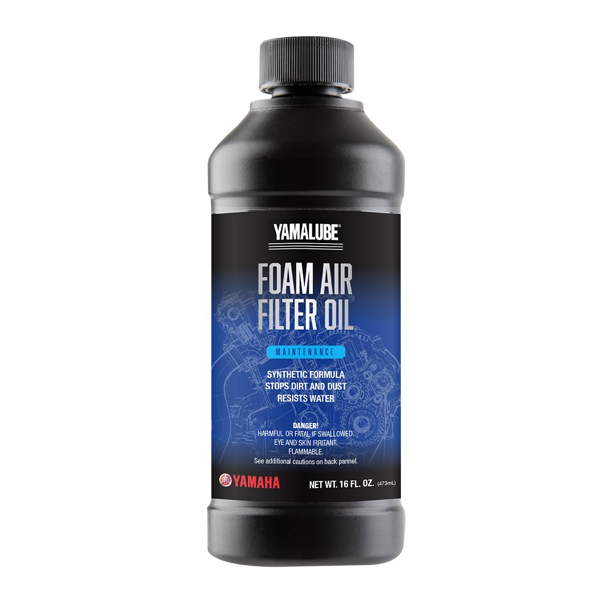 YAMAHA Yamalube bottle front view showing label and 16 oz capacity to ensure correct OEM oil