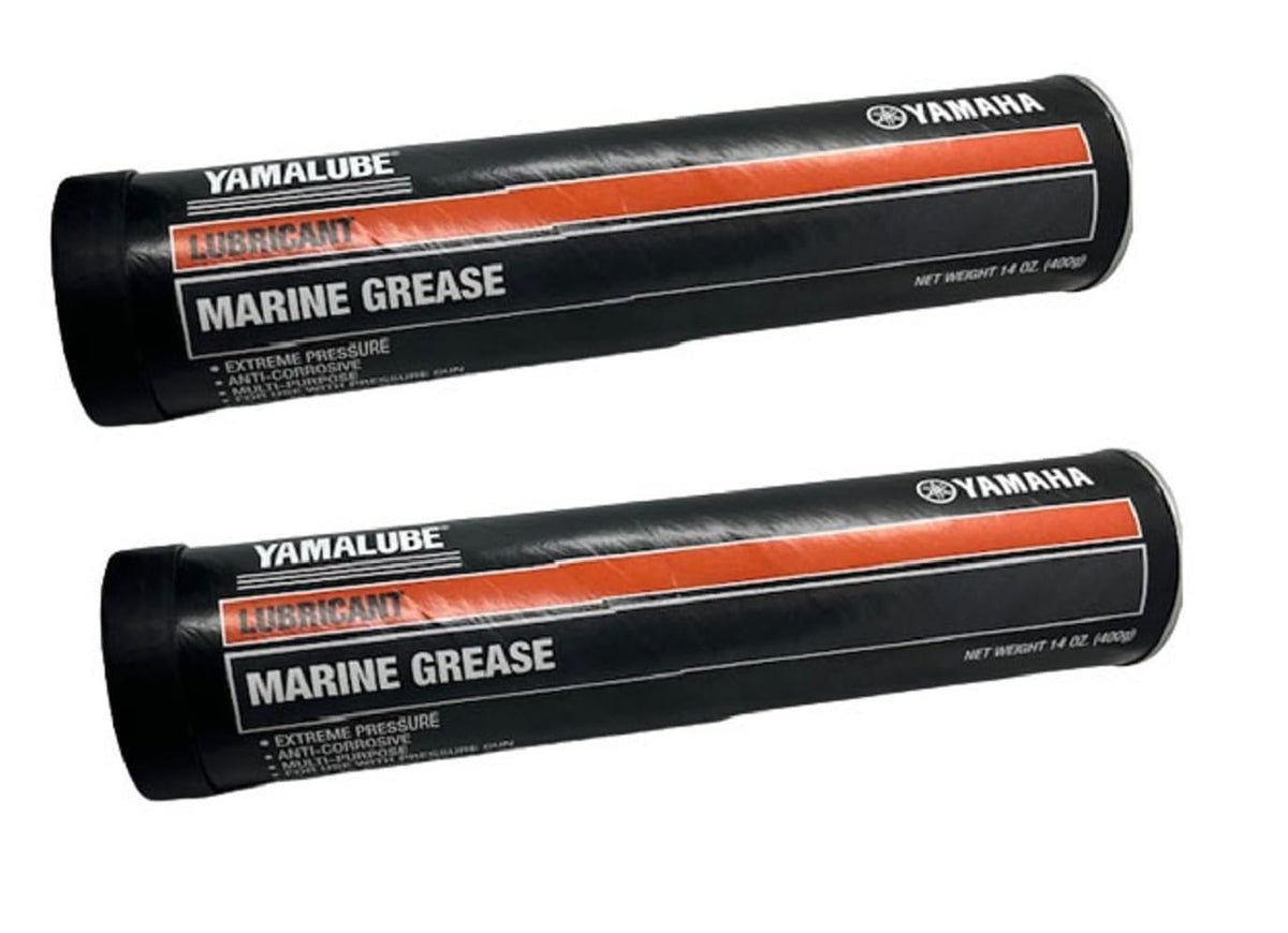 YAMAHA Yamalube front packaging showing cartridges and clean application benefit